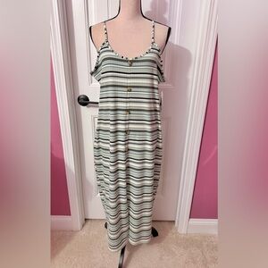 NWT No Boundaries Green Striped Midi Dress Size XXL